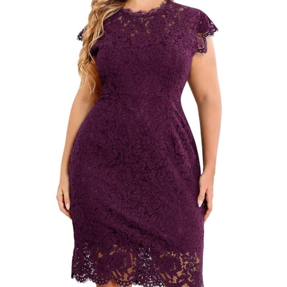 Miusol Sheath Dress Women M Magenta New Lace Cap Sleeve Cocktail C774